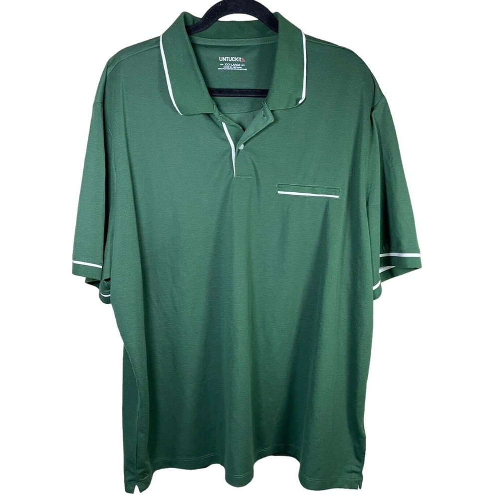 untuckit Mens Caesar Polo Shirt Green Short Sleeve Regular‎ Fit XXXLarge Golf
